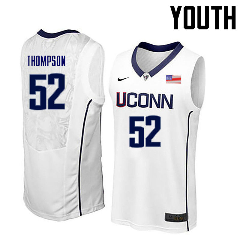 Youth Uconn Huskies #52 Corny Thompson College Basketball Jerseys-White